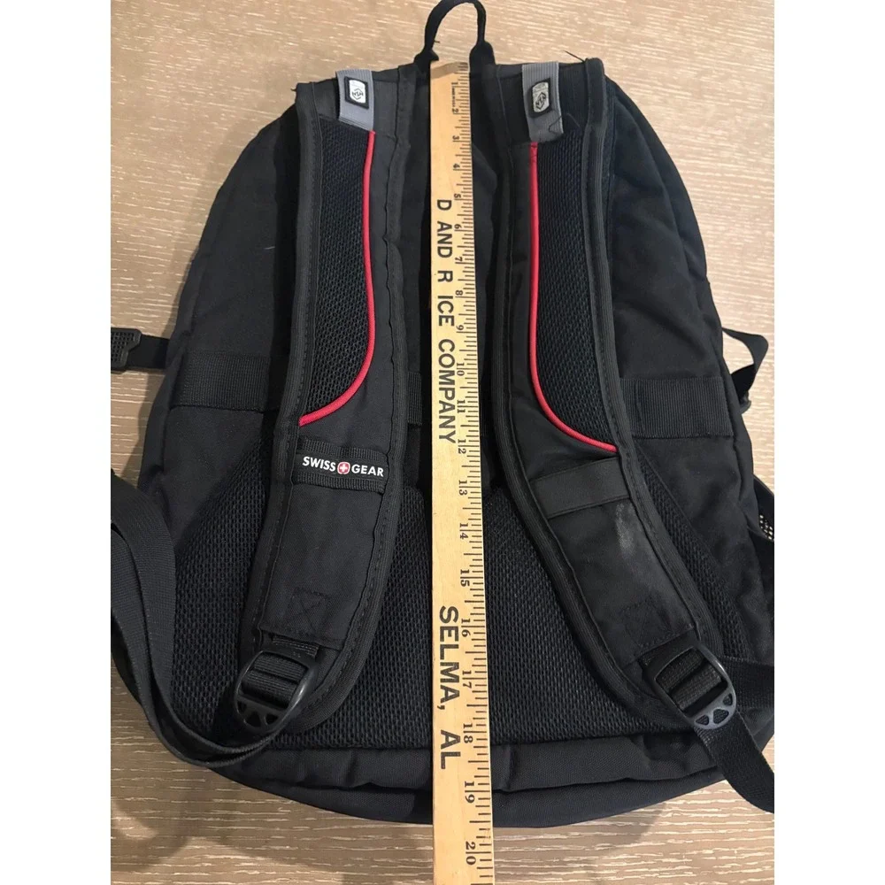 SWISSGEAR ScanSmart Black Backpack Red Trim Laptop Travel School Bag EUC